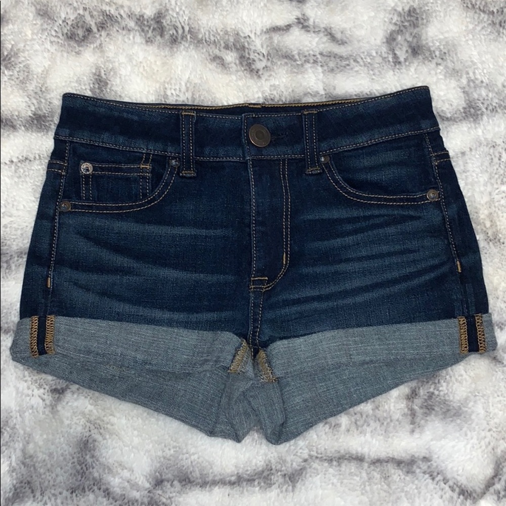 american eagle high rise denim shorts
